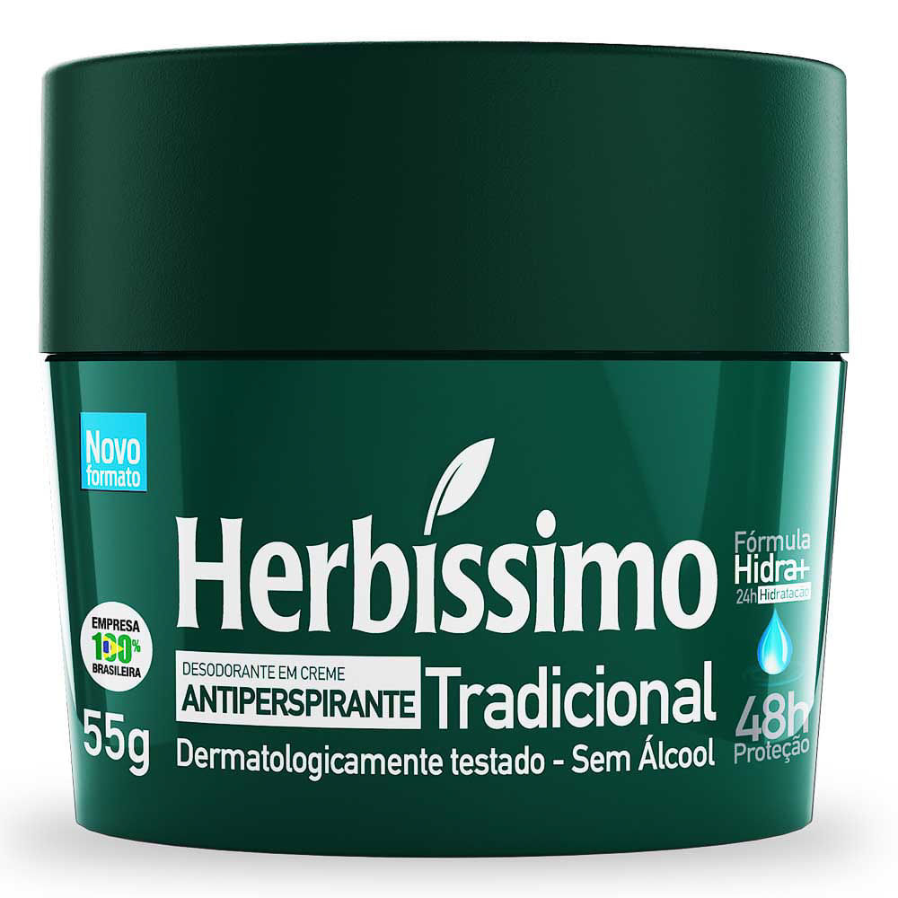 Desodorante Herbíssimo Tradicional Creme Antiperspirante 48h com 55g