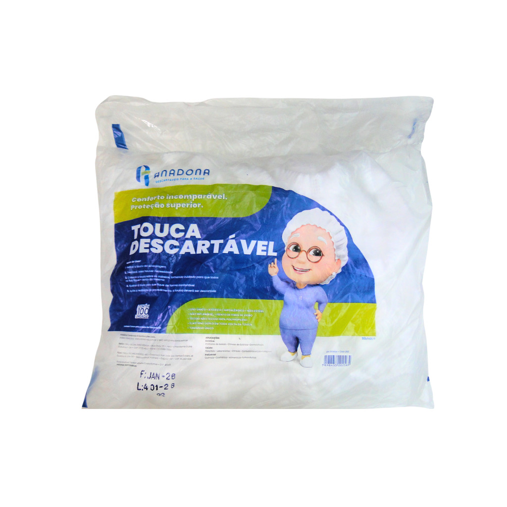 Touca Clipada Descartável com 100 unidades Anadona em Oferta na Shopee
