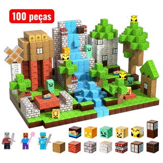 Kit 100 Cubos Magnéticos 2cm + 3 Bonecos Blocos de Montar Infantil em Oferta na Shopee