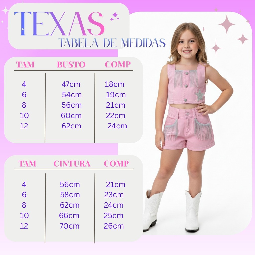 Conjunto Boiadeira Ana Castela Infantil Menina Jeans Rosa Com Brilho Franjas Estilo Rodeio-Vaquejada