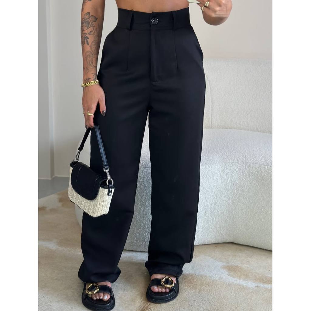 Calça Feminina Alfaiataria Moda Blogueira Social Moda Gringa Elegante Premium Tendência 2026 em Oferta na Shopee