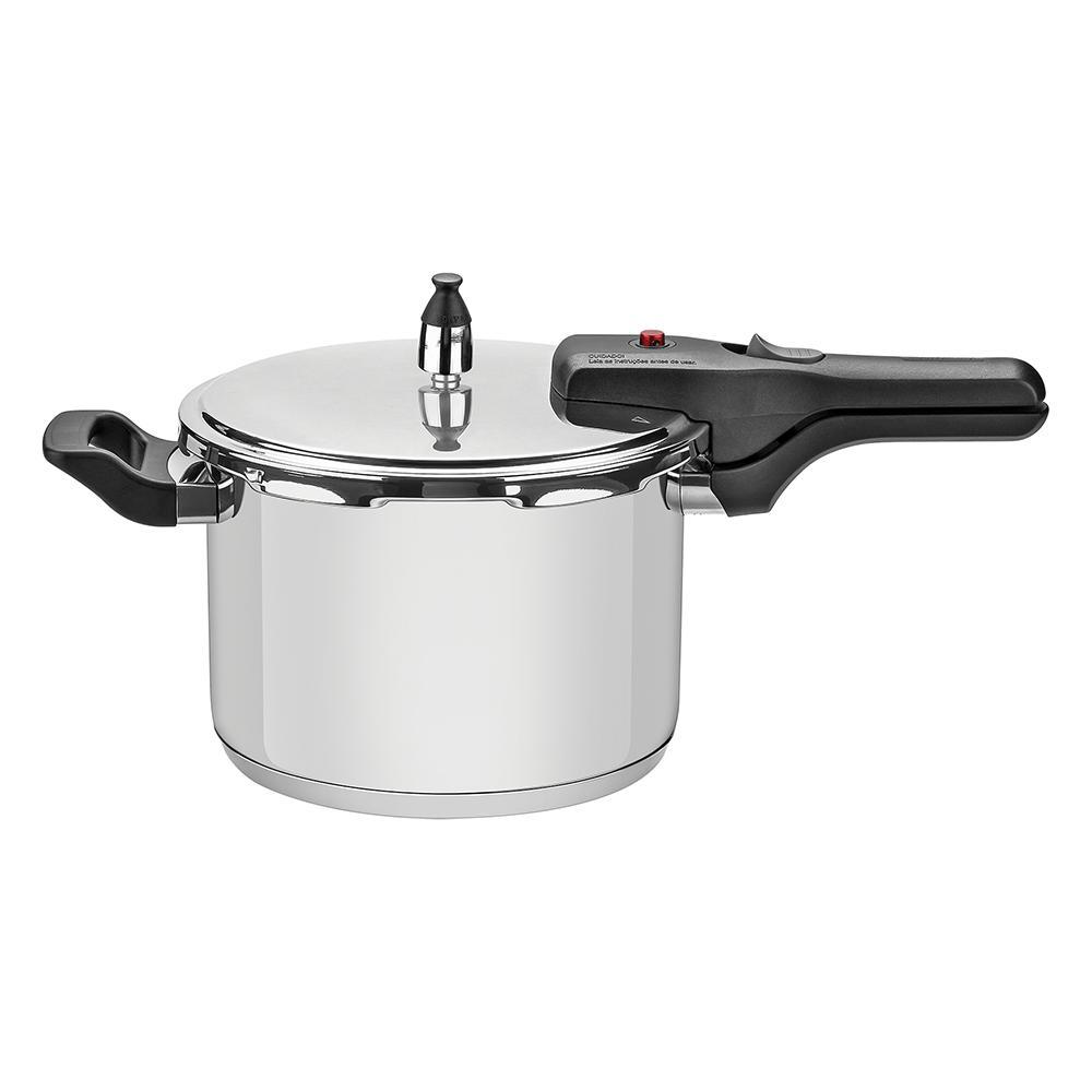 Panela de Pressão Tramontina Brava 22cm, 6 Litros, Inox, Fundo Triplo - 62416/220 em Oferta na Shopee