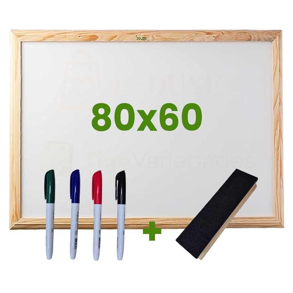 Lousa Escolar Quadro Branco Moldura em Madeira 80x60
