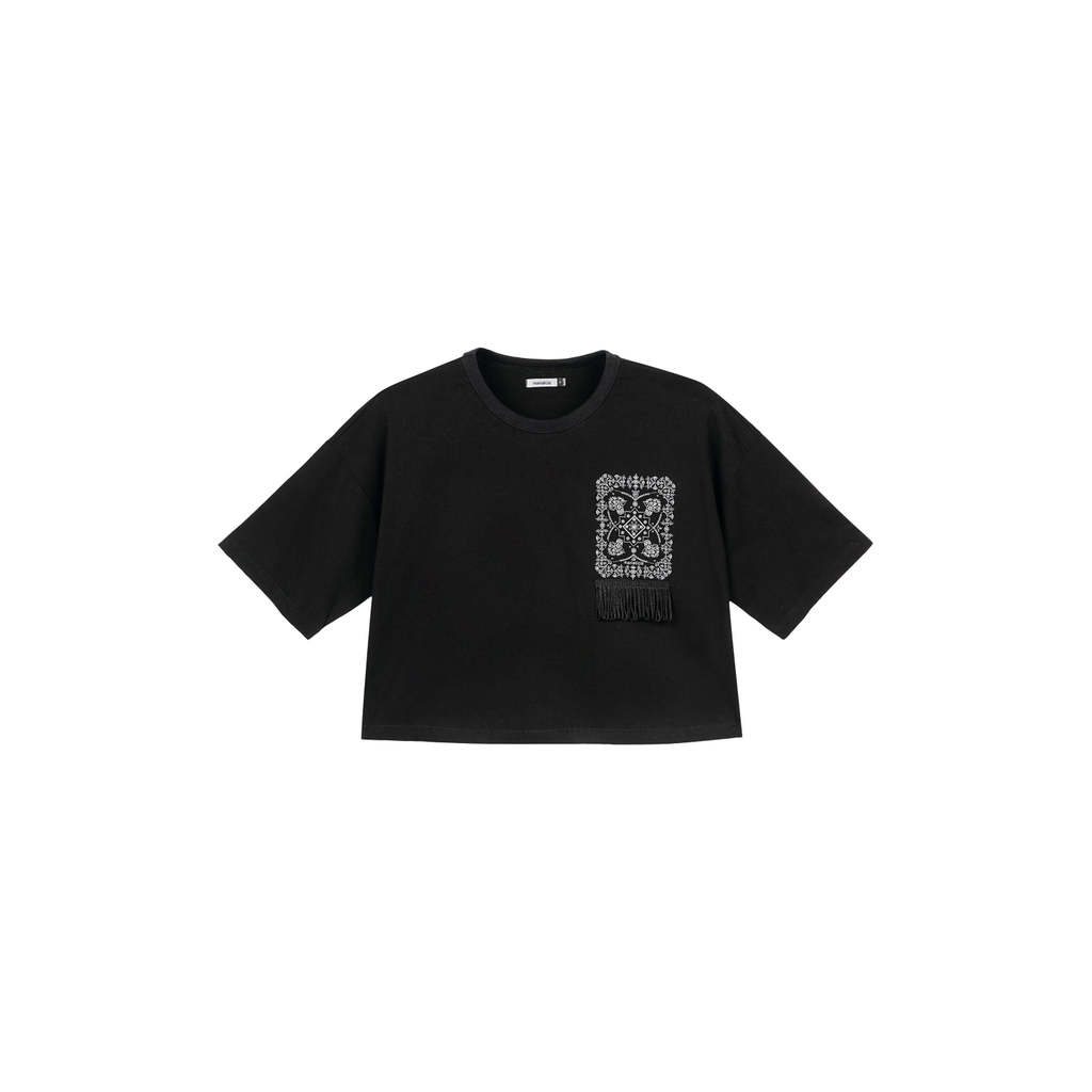 Blusa Feminina Estampa Com Franja Marialícia Preto em Oferta na Shopee