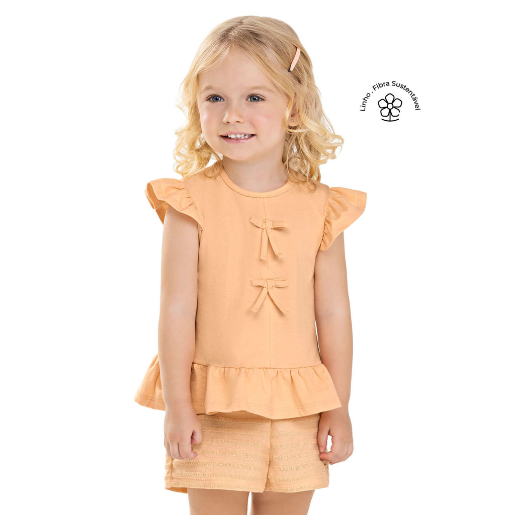 Conjunto Infantil Menina Laços Colorittá Laranja em Oferta na Shopee
