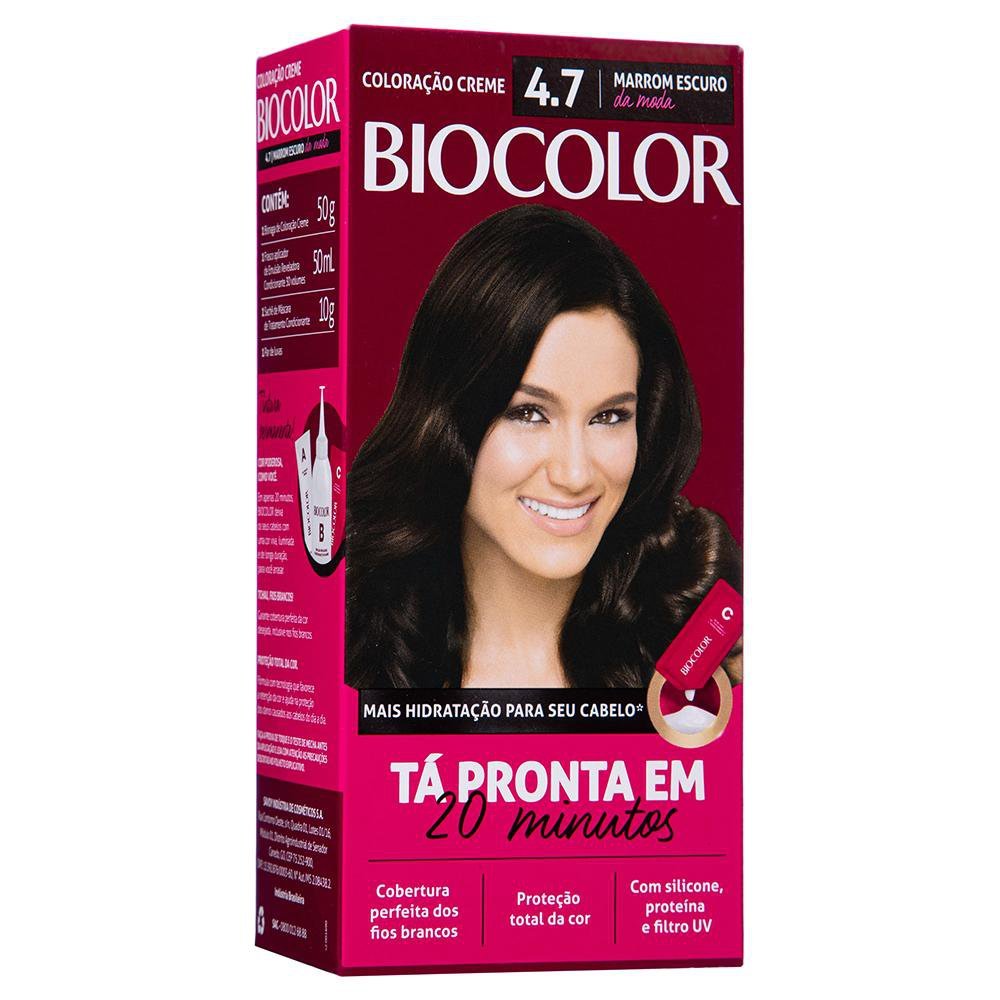 Tinta de Cabelo Biocolor Mini Kit Marrom Escuro da Moda 4.7 em Oferta na Shopee