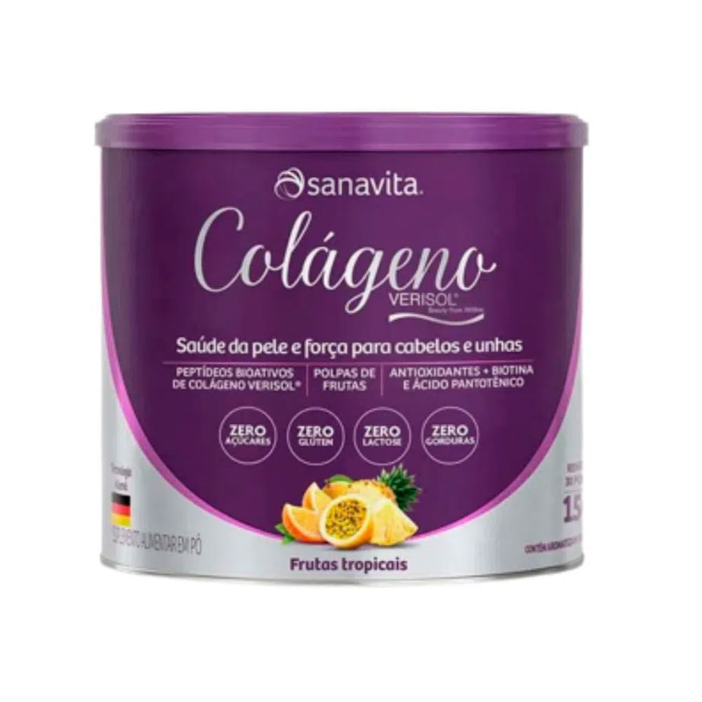 Colágeno Verisol Sanavita Sabor Frutas Tropicais 150g em Oferta na Shopee