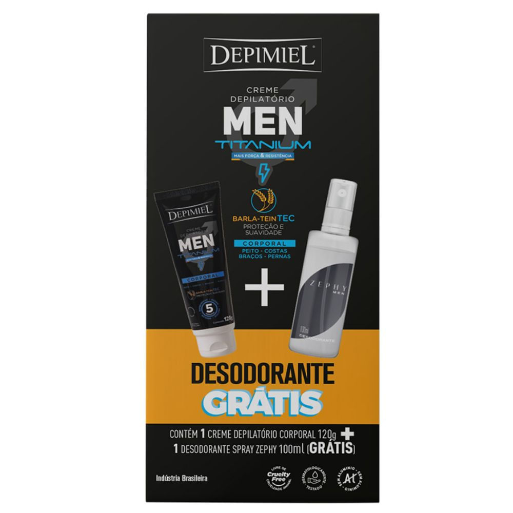 Creme Depilatório Corporal Men 120g e Desodorante Spray Zephy 100ml em Oferta na Shopee
