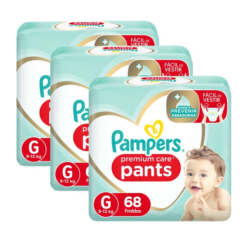Kit 3 Fralda Pampers Pants Premium Care G 68 Unidades em Oferta na Shopee