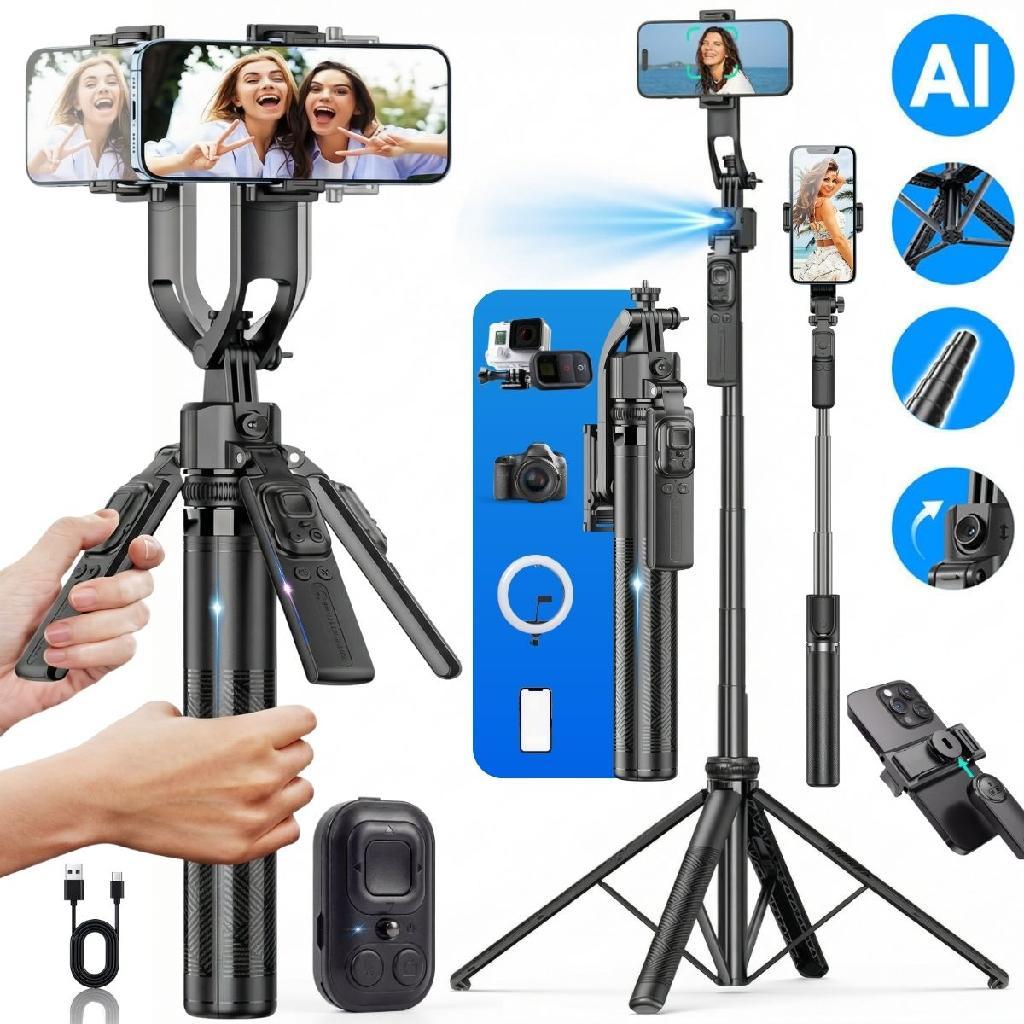 Estabilizador de Celular Tripé Gimbal 360º Controle Remoto