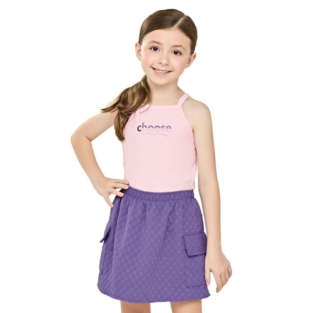 Conjunto Infantil Menina Saia Quadriculada Elian Rosa