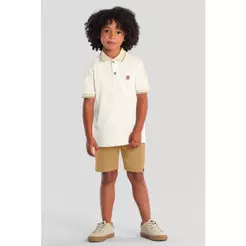 Camisa polo infantil menino em piquet linho Mundi