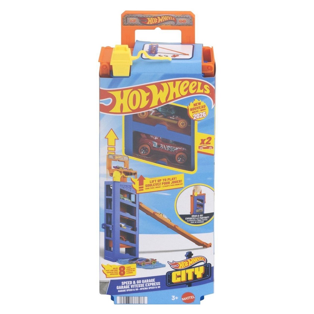 Estacionamento Portátil Oficina Speed e Go + 2 Carrinhos - Grab e Go - Hot Wheels City - Mattel