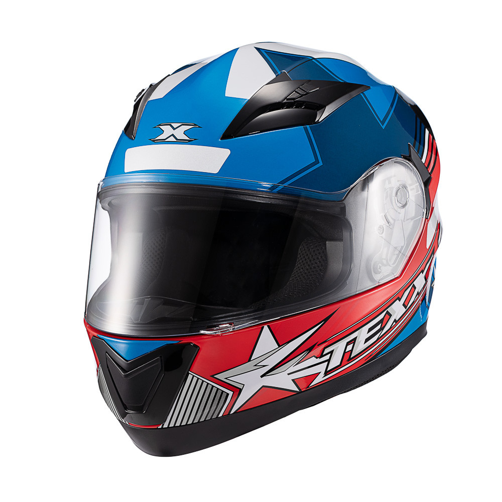 Capacete Moto Texx Strike Superstar Azul Vermelho Branco