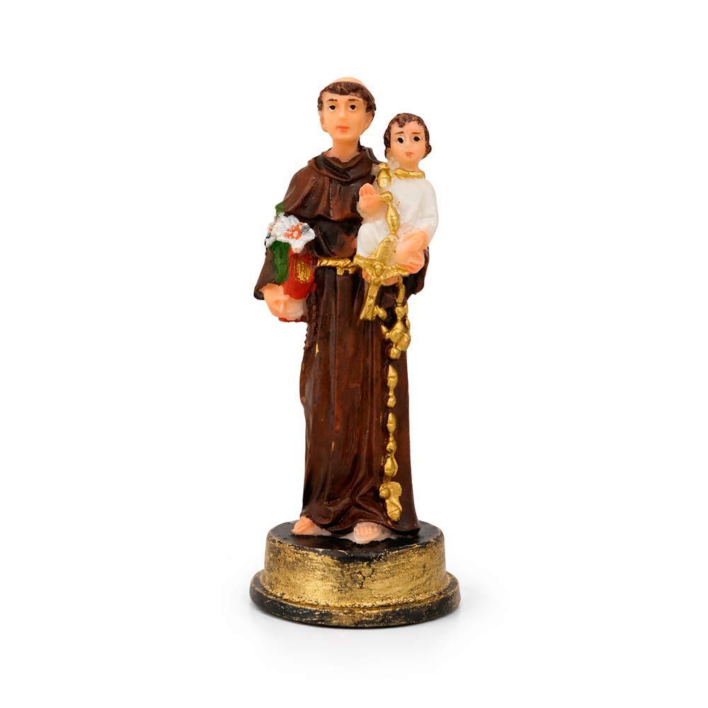 Imagem de Santo Antônio em Resina 9 cm Católica Sacra Lembrancinha Casamento Chá Despedida Solteira