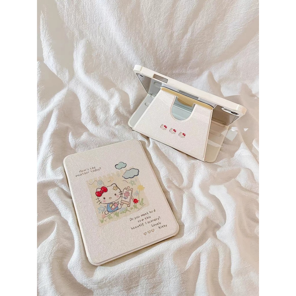 Case Capa Com olá gatinha Girar Função Flip para iPad 7 8 9 10.2 Pol Air 4 5 6 10.9 Pol iPad Pro Com Slot para Caneta