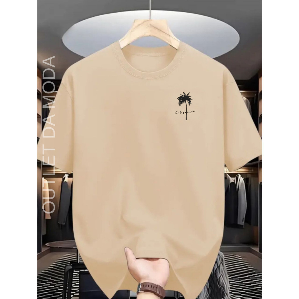 Camiseta California Coqueiro Unissex Algodao Malha 30.1 Estampada Manga Curta Streetwear Camisa
