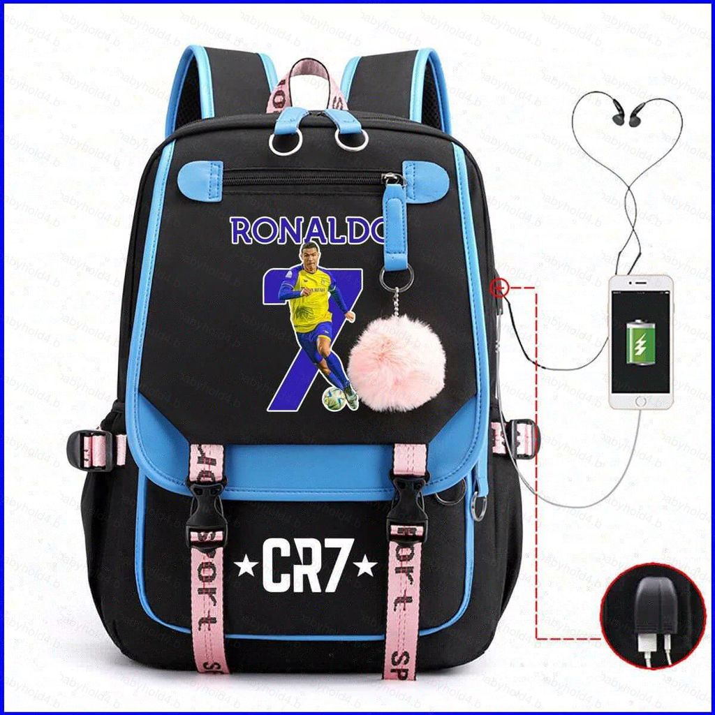 B4 Cristiano Ronaldo Mochila Para Estudante Grande Capacidade Leve Impresso Moda CR7 Bolsa Escolar 4B