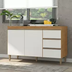 Balcão Para Pia 120cm Cozinha Modulada Paris Menu Móveis Freijó/branco