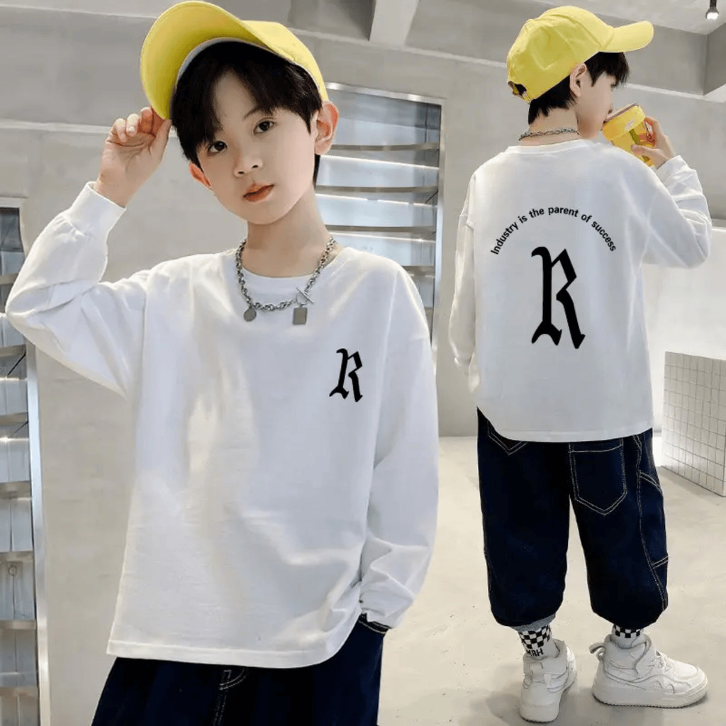 Crianças roupas infantis meninos camisetas de manga comprida algodão puro 2025 primavera outono novo estilo infantil méd