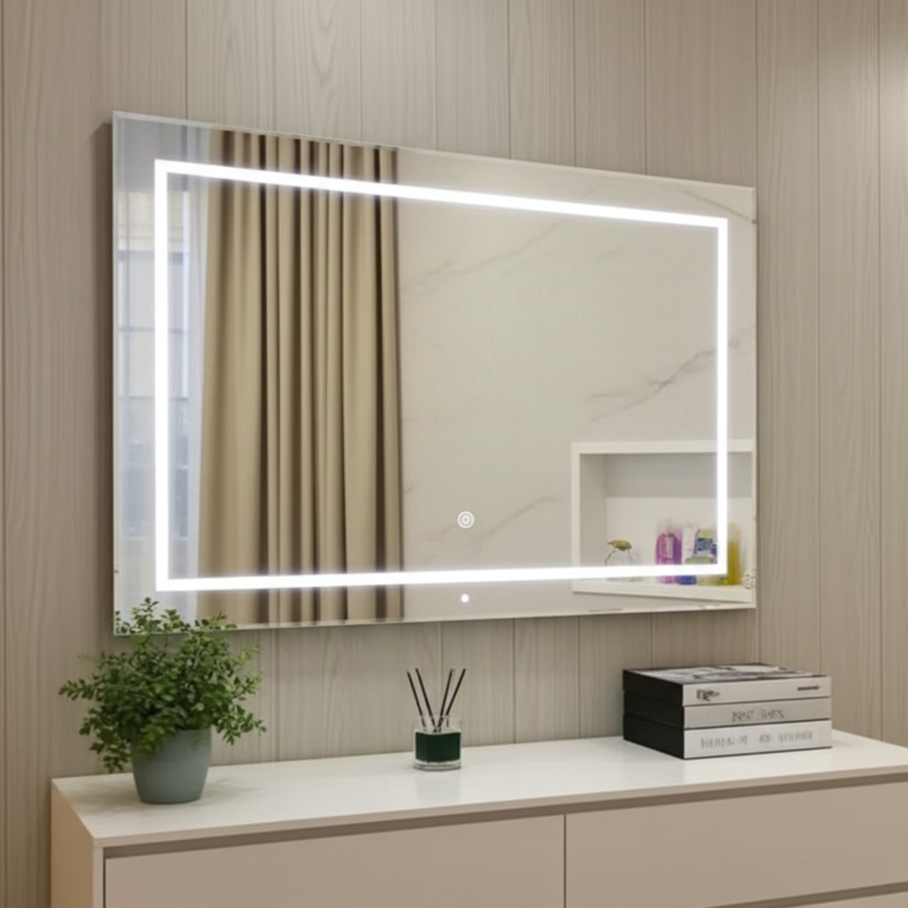 Espelho LED 120x70 cm para Penteadeira | Espelho Camarim Retangular Jateado Profissional