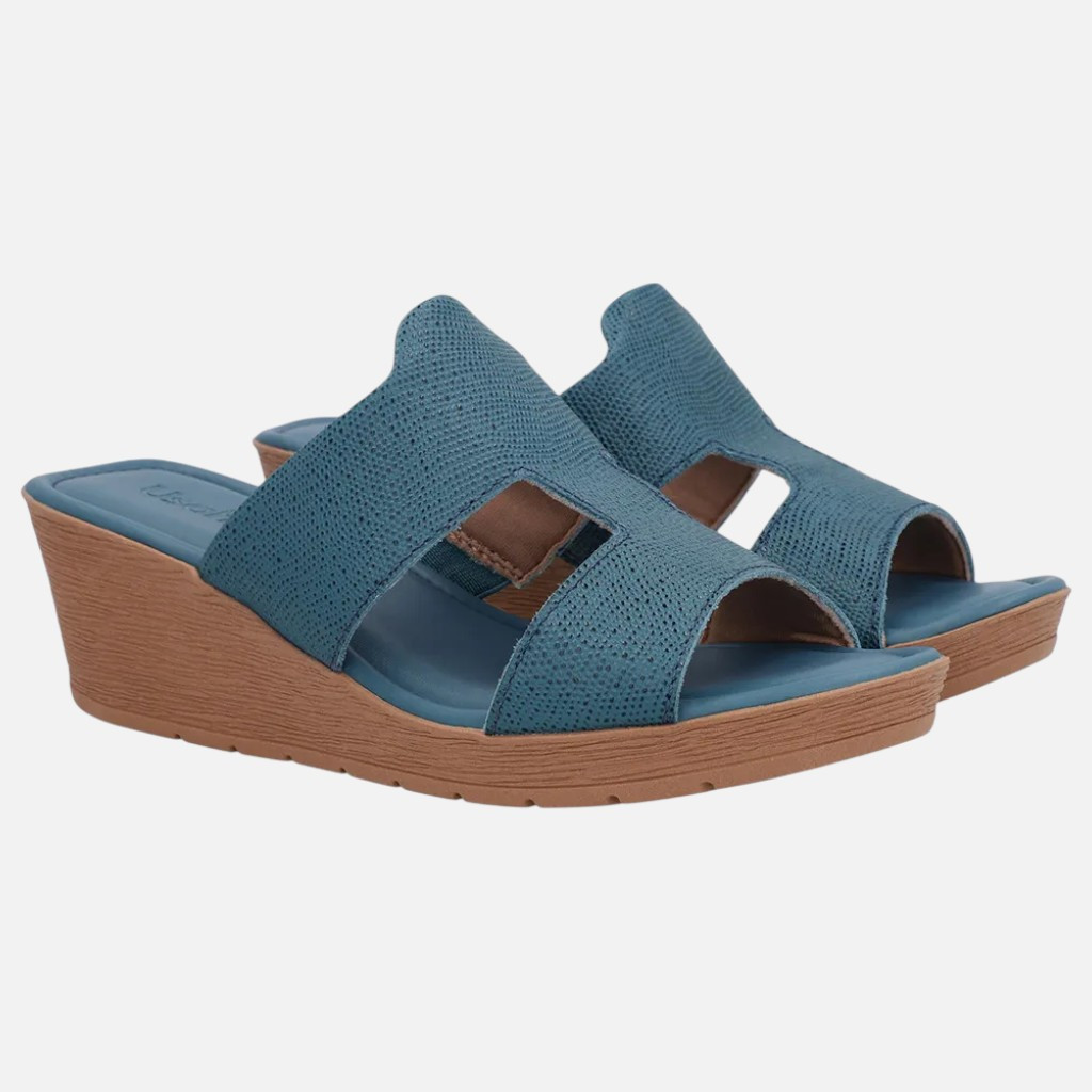 Tamanco Feminino Usaflex Anabela Azul Esmeralda