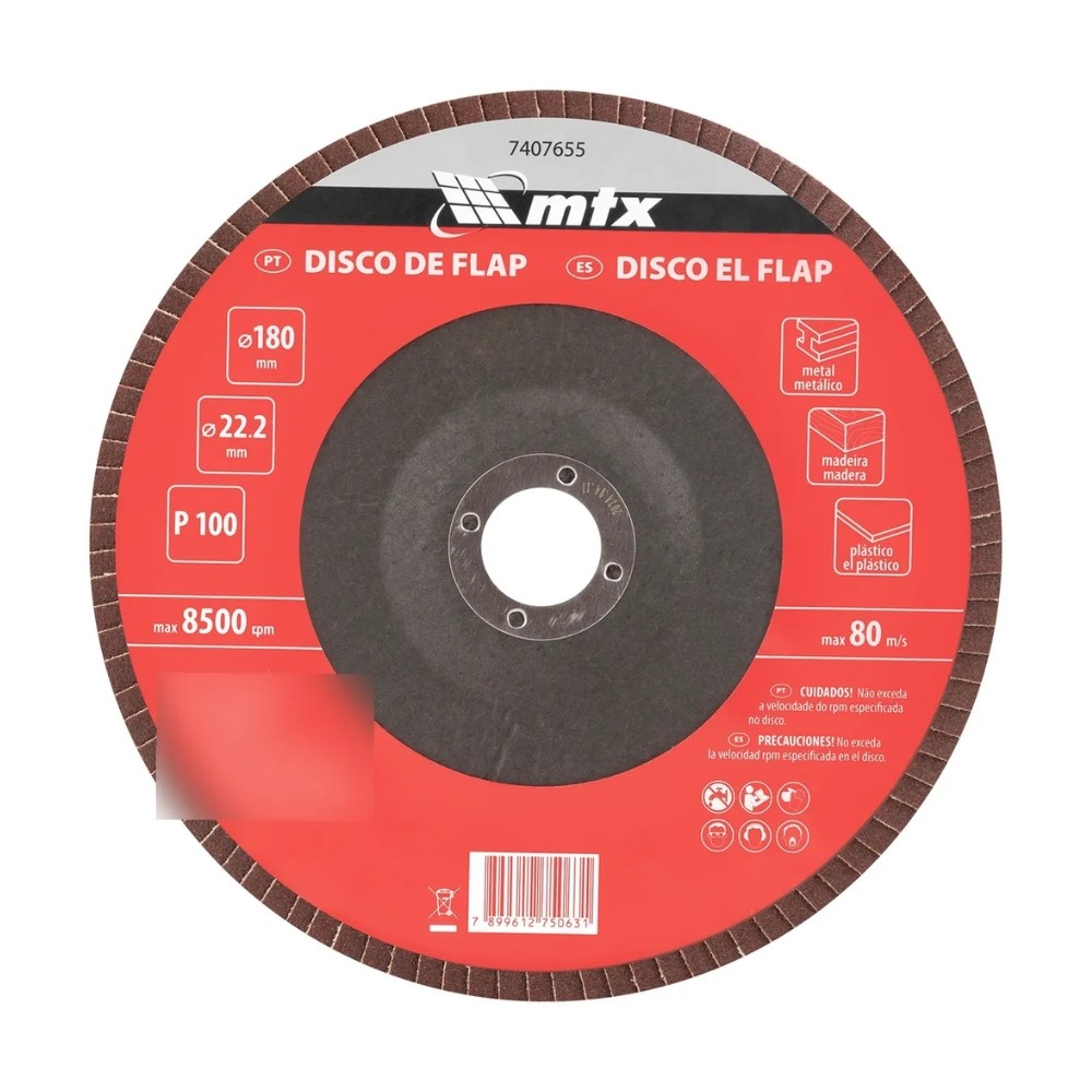 Disco Flap Grão 100 180 x 22,2MM 1 Peça MTX