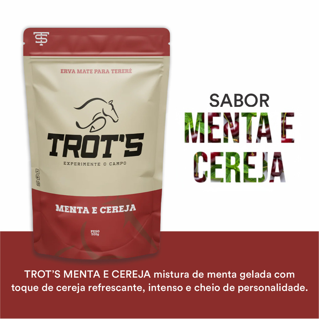 Erva Mate Tereré Premium Trots 500g Sabor Menta E Cereja
