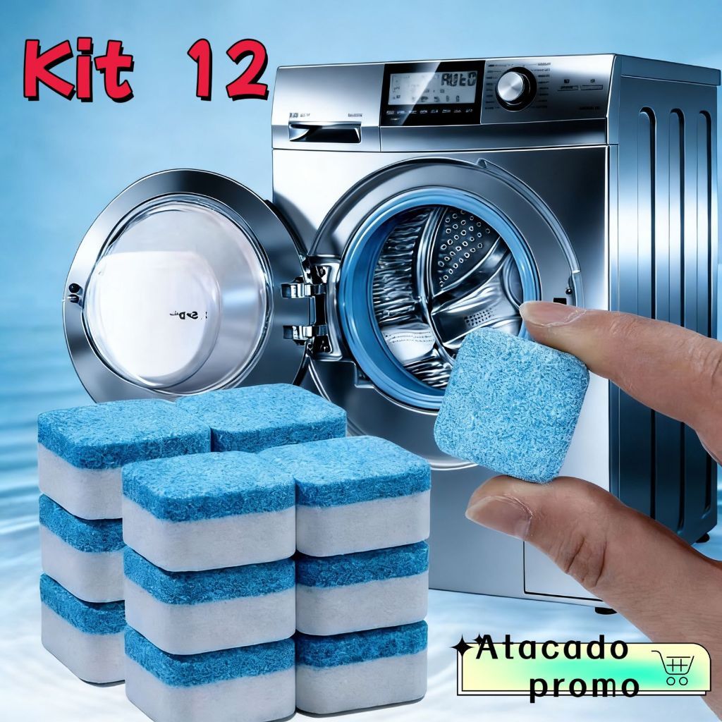 Conjunto de limpador de máquina de lavar de 12 peças para remover manchas, comprimidos efervescentes sólidos