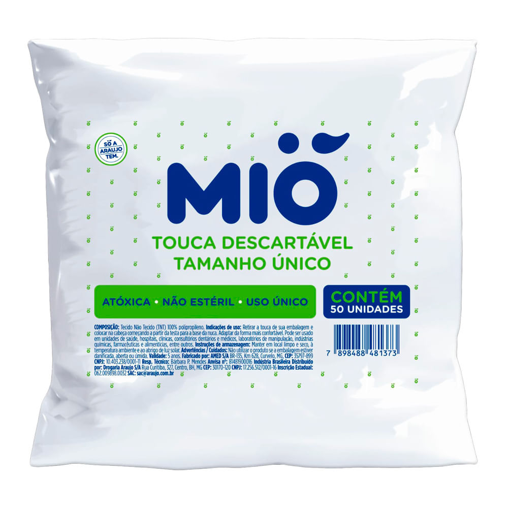 Touca Descartável Mió Tamanho Único com 50 Unidades em Oferta na Shopee