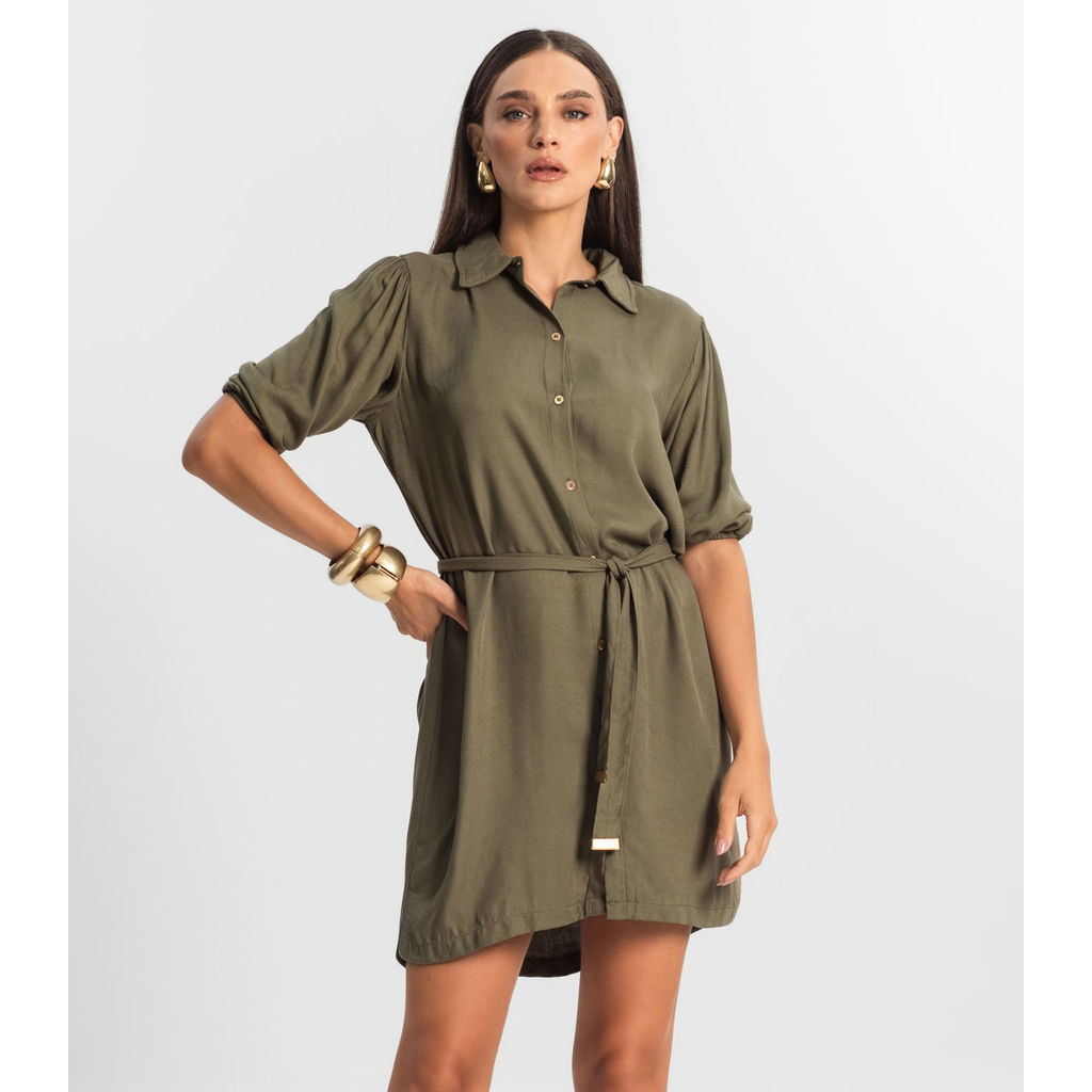 Vestido Feminino Chemise de Viscose Endless Verde em Oferta na Shopee