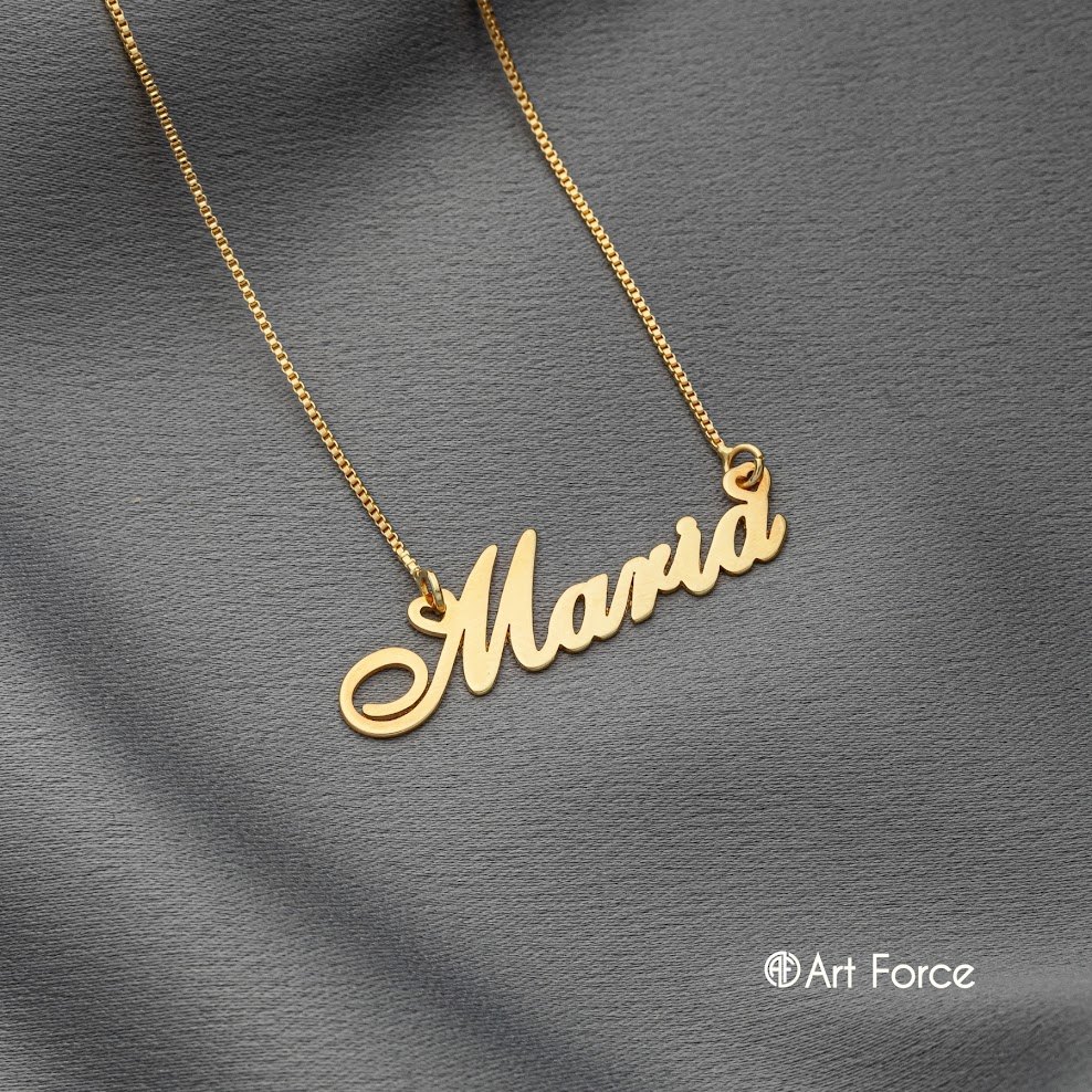 Colar Nome Personalizado Folheado a Ouro 18k Cursivo Exclusivo – Art Force Semijoias