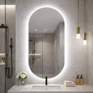 Espelho Grande Oval com LED para Parede  Iluminação Quente e Fria Decorativo para Banheiro e Quarto em Oferta na Shopee