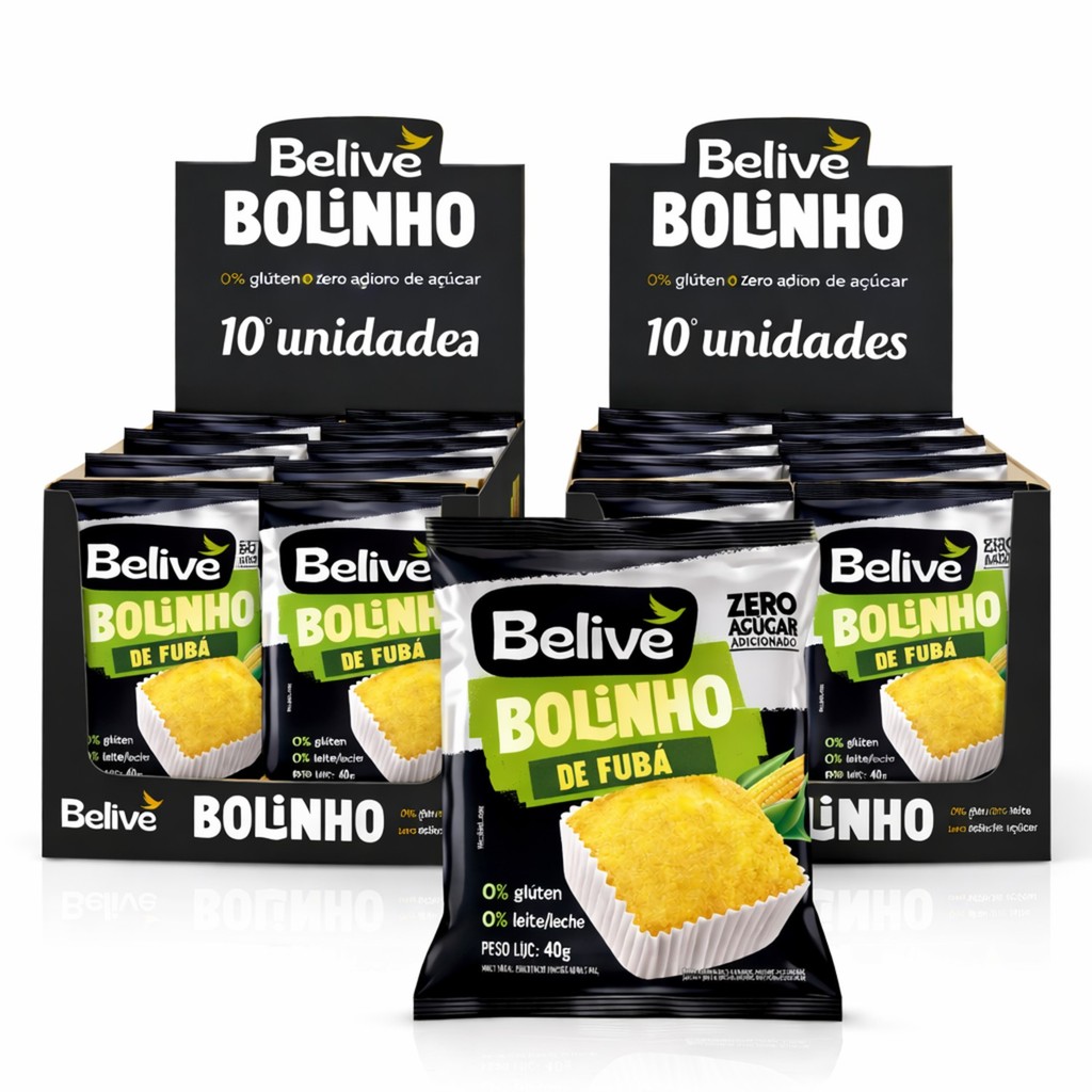 Kit 20 Bolinho de Fubá BELIVE Zero Gluten e Lactose 40g