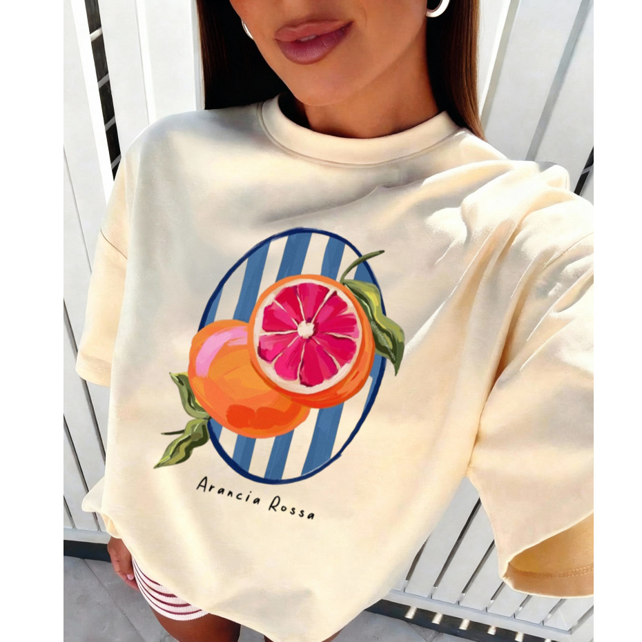 Camiseta Oversized Feminina Algodão 100% T-Shirt Moda Feminina Estilosa Confortável Streetwear Casual
