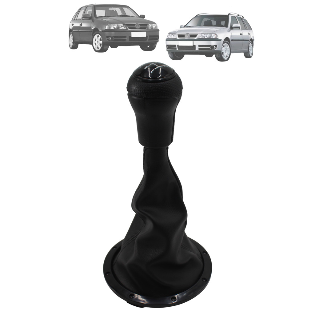 Kit Coifa Cambio Manopla Gol Saveiro Parati G3 1999 a 2005 Preta Courvin com Base Preta
