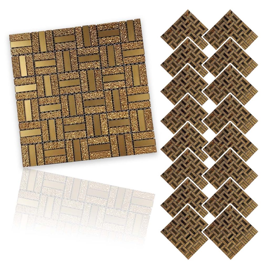 Pastilha De Vidro Autocolante Kit 16 Uni Parede Sala Cozinha Box Banheiro Decorativa Facil Aplicacao Requintado Moderna