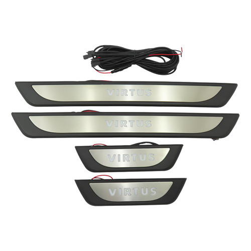 Kit Soleira Protetor Luz Led Azul Aço Escovado Virtus