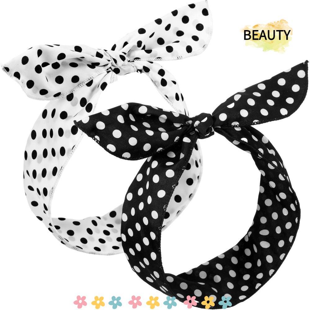 BEAUTYHOMEBR 2 Peças De Faixa De Cabelo , Bandana Larga Com Laço Retrô De Bolinhas , Lenço De Cabeça Feminino , Acessóri