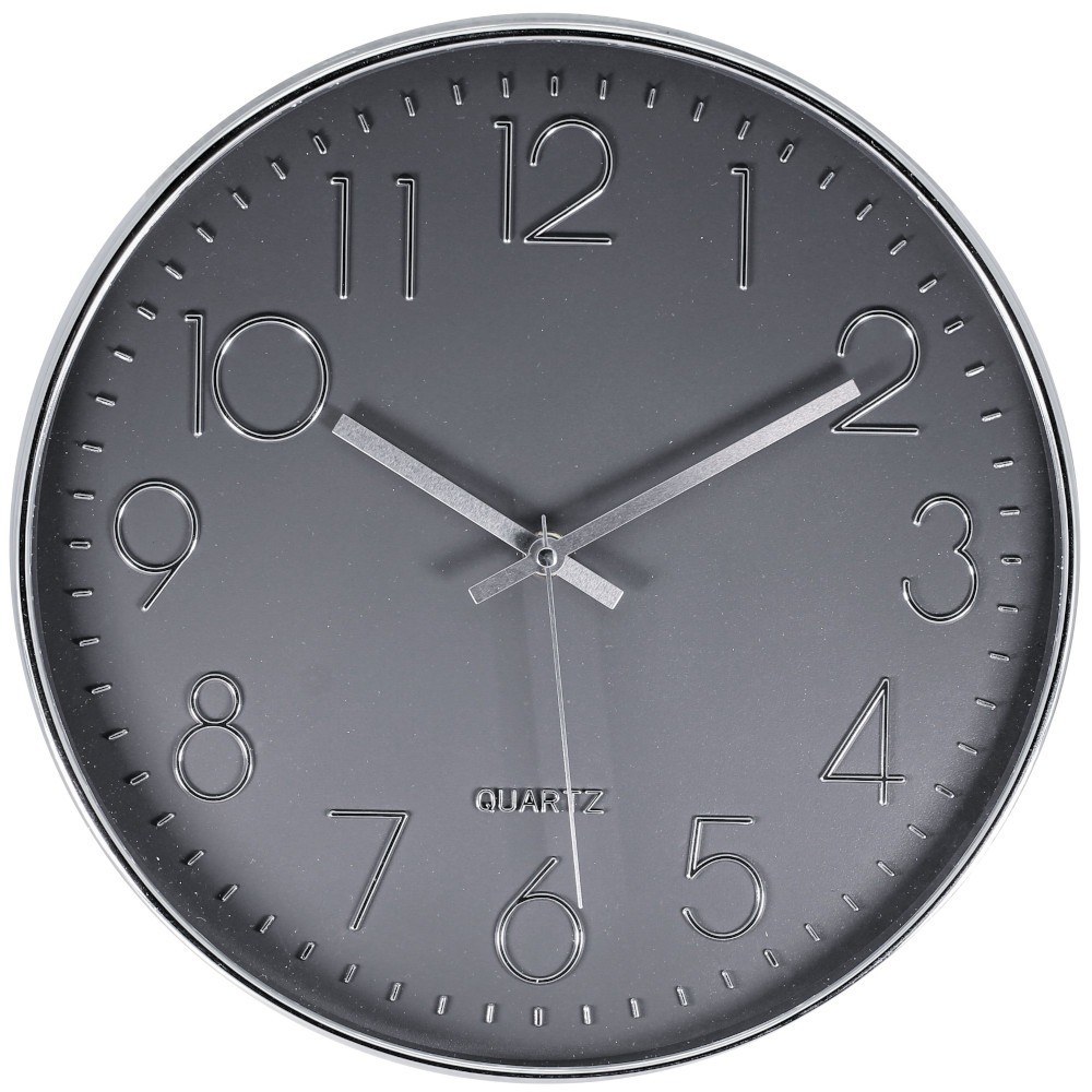 Relógio de parede 30 cm com acabamento cromado YR12SLV - Tuut