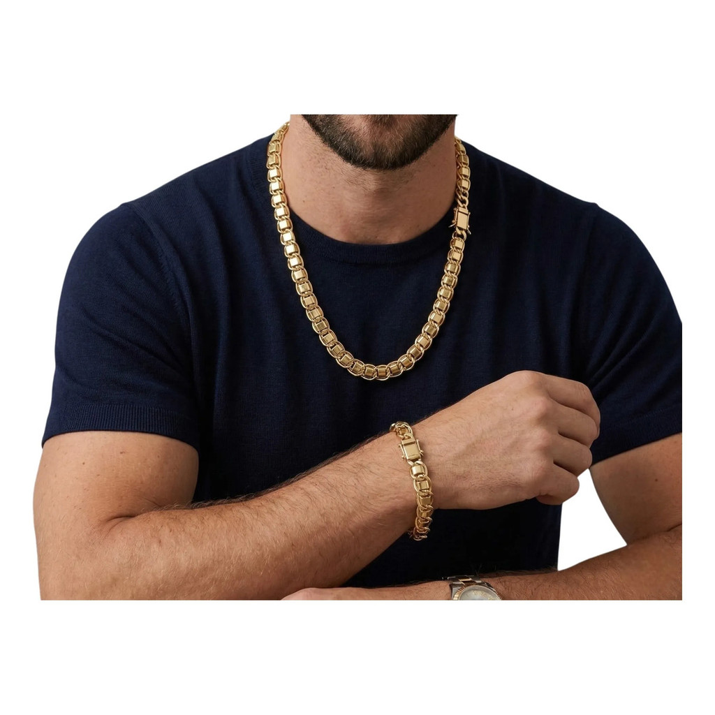 Corrente Cordão Moeda Antiga Dubai 16mm Masculino Grosso