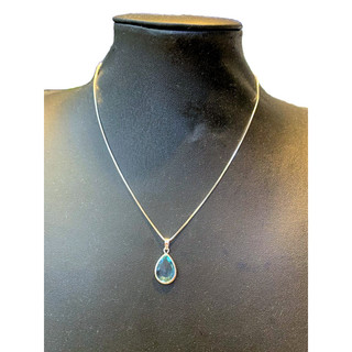 Colar Veneziano Banhado a Prata 925 Com Pingente Gota Azul