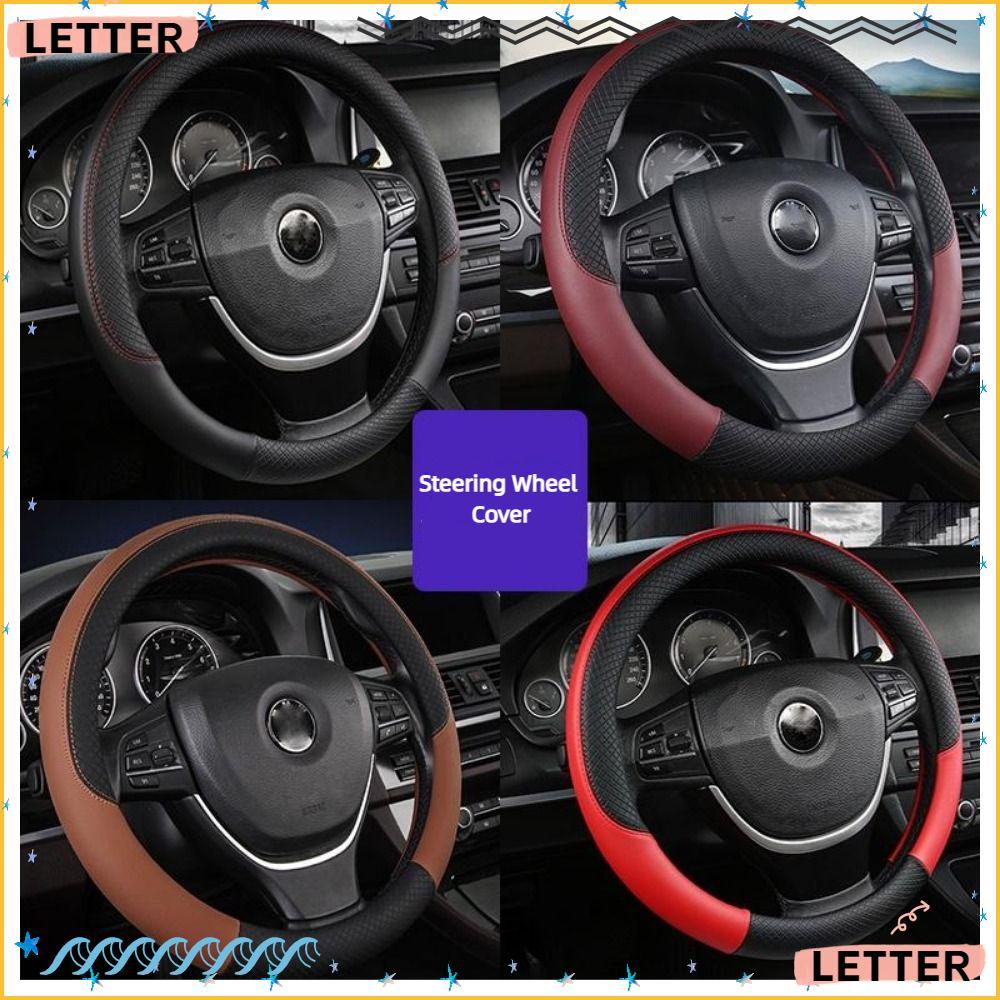 Capa De Volante De Carta , Protetor Respirável De 38cm , Direção De Couro PU Com Trança De Fibra