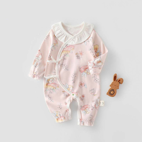 Anyang roupas infantis para bebês, roupas para recém-nascidos, gola de renda para meninas, roupas de borboleta desossada