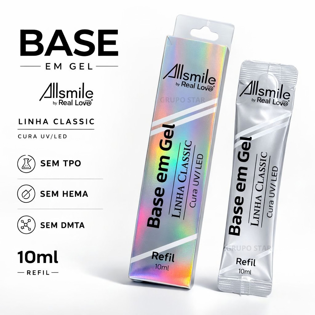Refil Base em Gel 10ml AllSmile Sem TPO/HEMA - Real Love