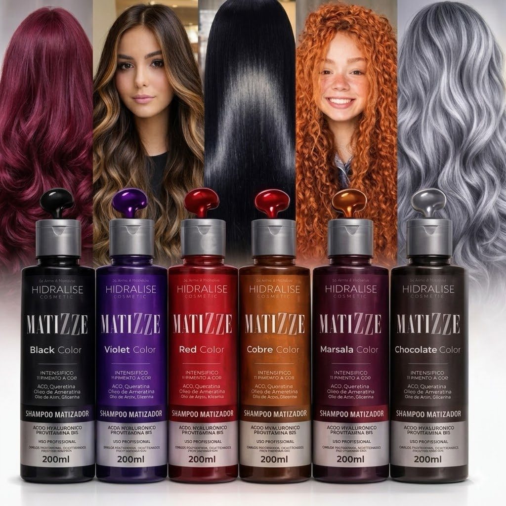Shampoo Tonalizante Escurecedor S/ Amônia Avelã, Marsala, Loiro, Vermelho Ruivo 100% Natural Matizze