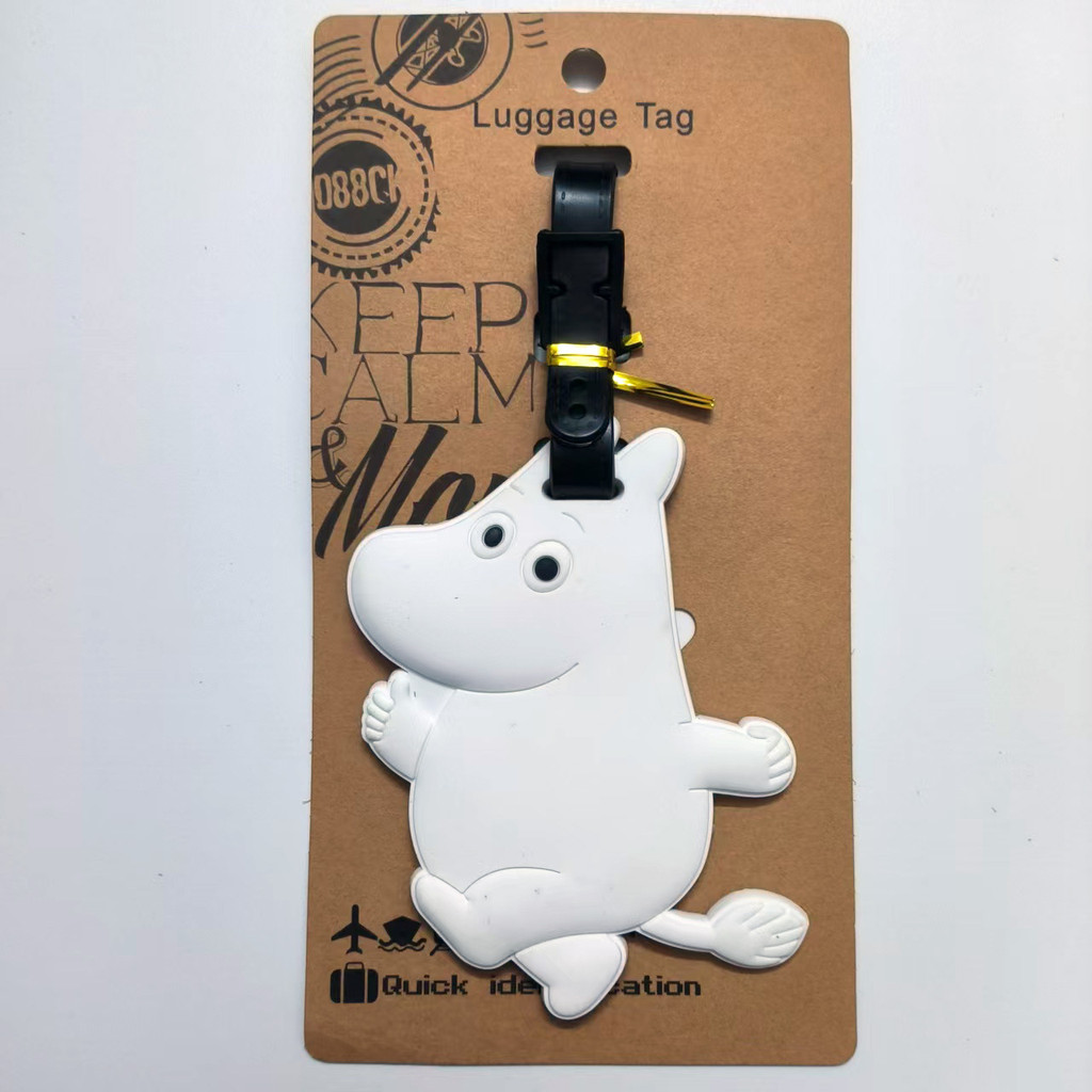 Etiqueta de bagagem fofa indispensável para viagem, pequena família gorda, Yamei Moomin, etiqueta de bagagem KPWZ