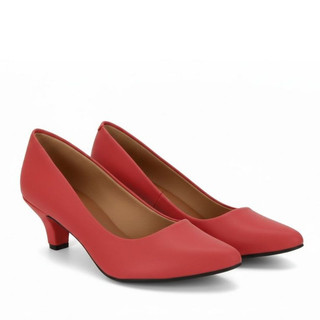 Scarpin Laranja Coral Sapato Social Feminino Salto Médio 5cm Bico Fino Elegante Confortável Clássico