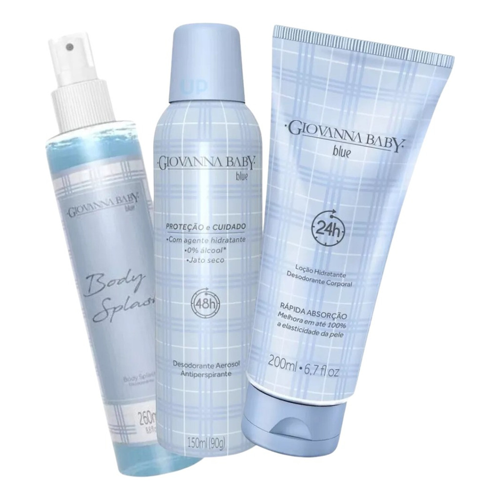 Giovanna Baby Blue Body Splash, Loção Hidratante E Desodorante Aerosol