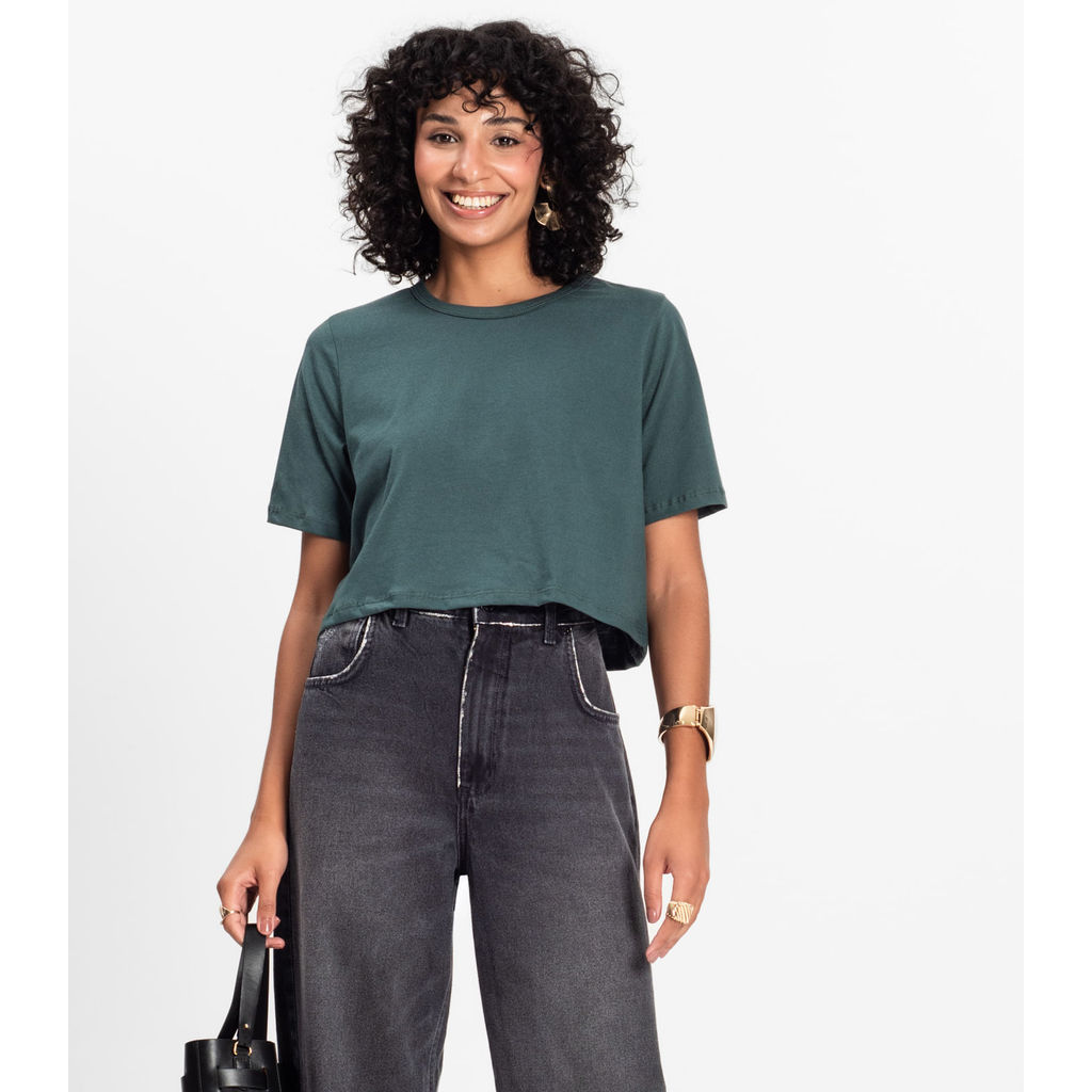 Blusa Cropped Lisa Select Verde em Oferta na Shopee